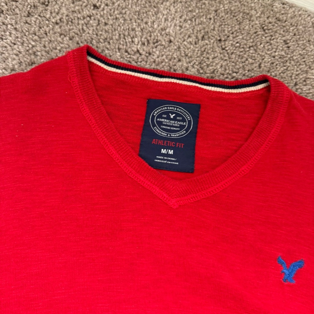 Duo American Eagle athletic crew neck sweaters red & grey size medium - Picture 5 of 5